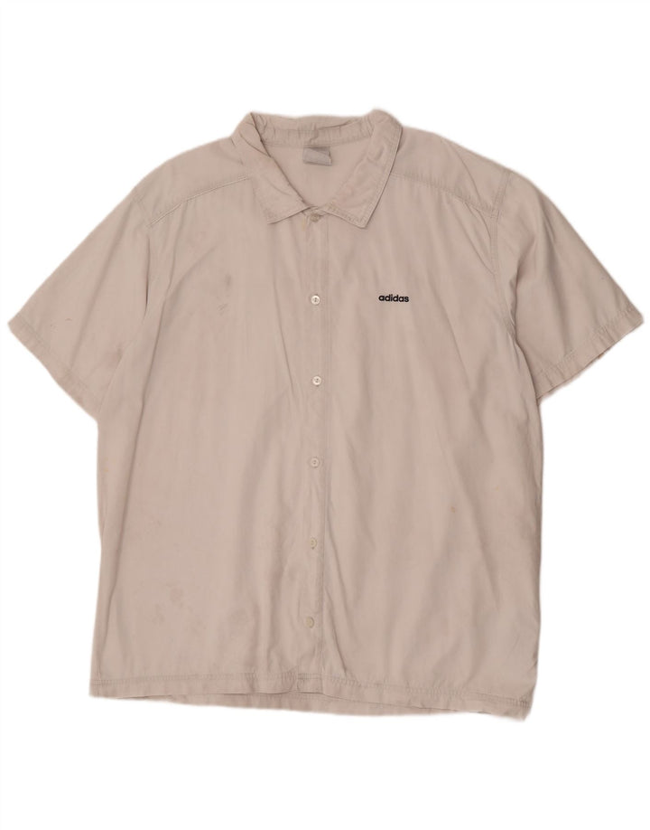 Adidas Mens Short Sleeve Shirt 2XL White Cotton