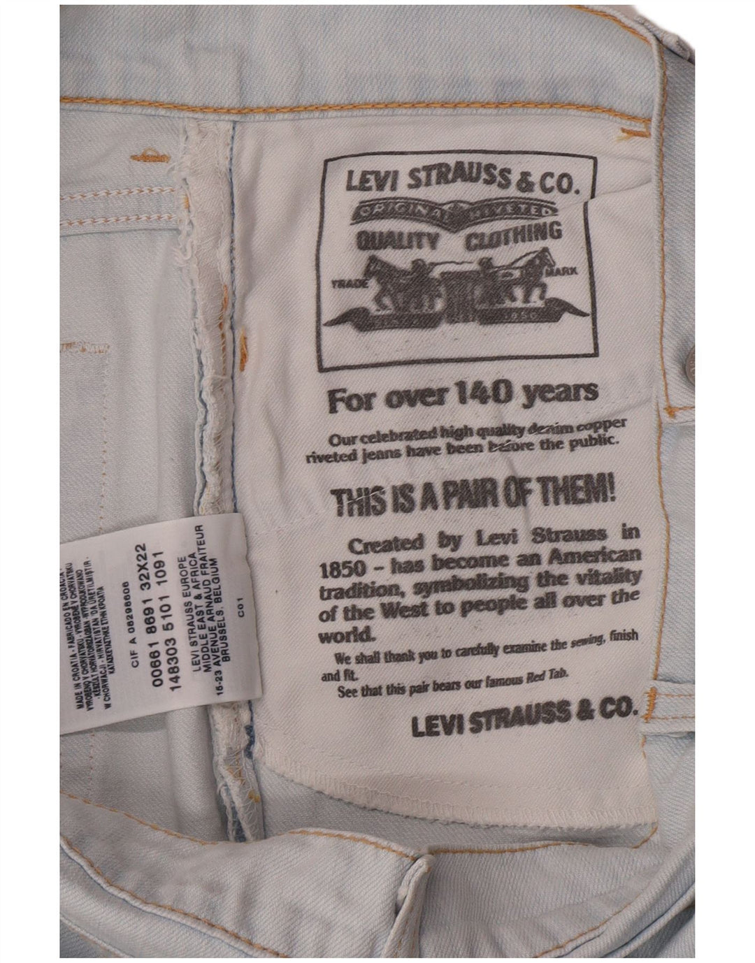 Levi's Womens Denim Skirt W32 Large Blue Cotton