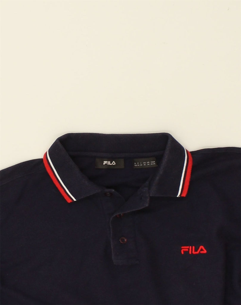 FILA Mens Polo Shirt IT 50 Medium Navy Blue Cotton | Vintage Fila | Thrift | Second-Hand Fila | Used Clothing | Messina Hembry 