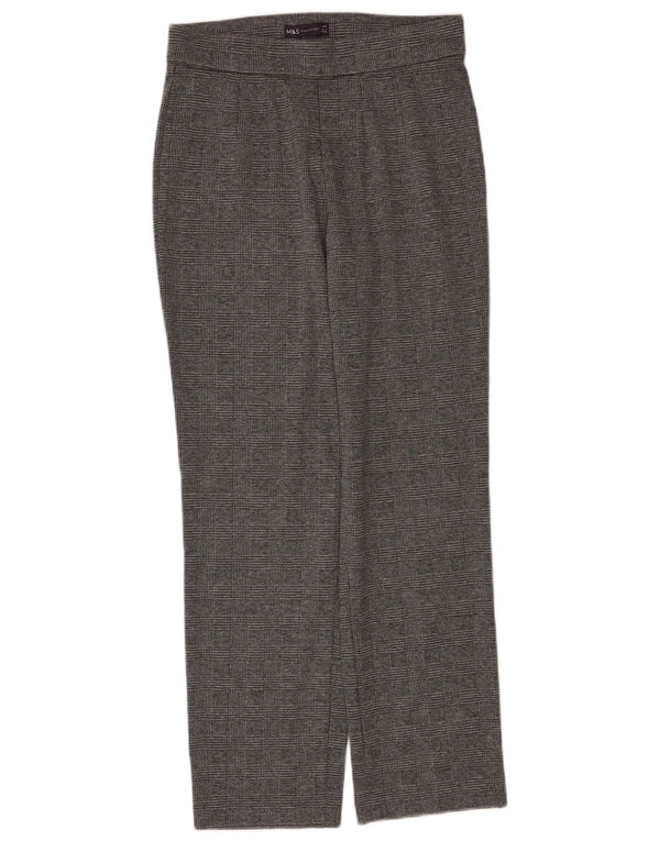 Marks & Spencer Womens Casual Trousers UK 10 Small W30 L28 Grey Houndstooth
