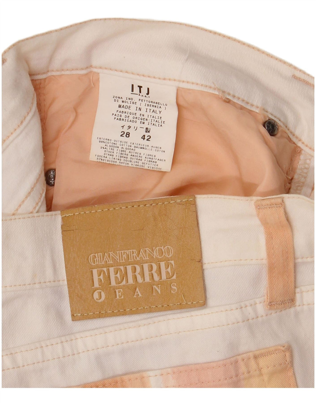 Gianfranco Ferre Womens Bermuda Denim Shorts W28 Medium White Colourblock