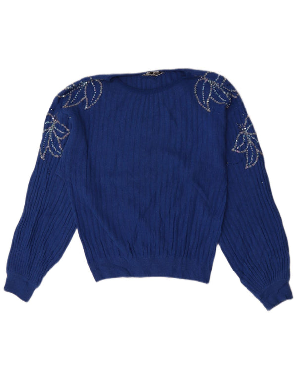 Confezioni Di Lusso Womens Boat Neck Jumper Sweater UK 14 Medium Blue