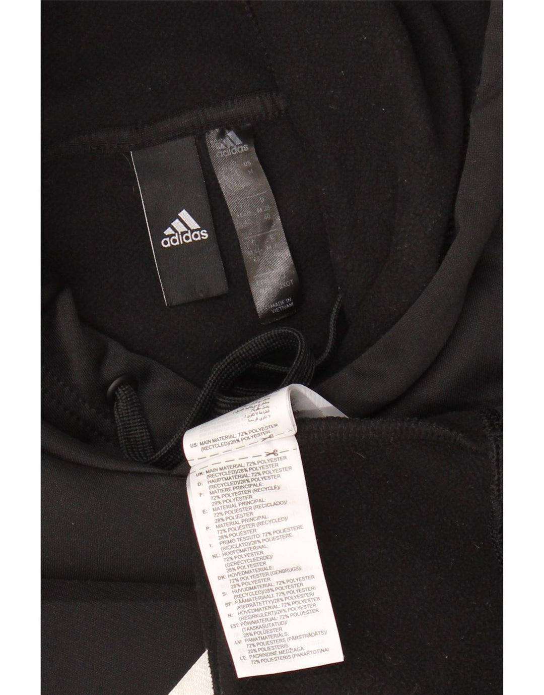 Adidas Womens Graphic Hoodie Jumper UK 12/14 Medium Black Polyester