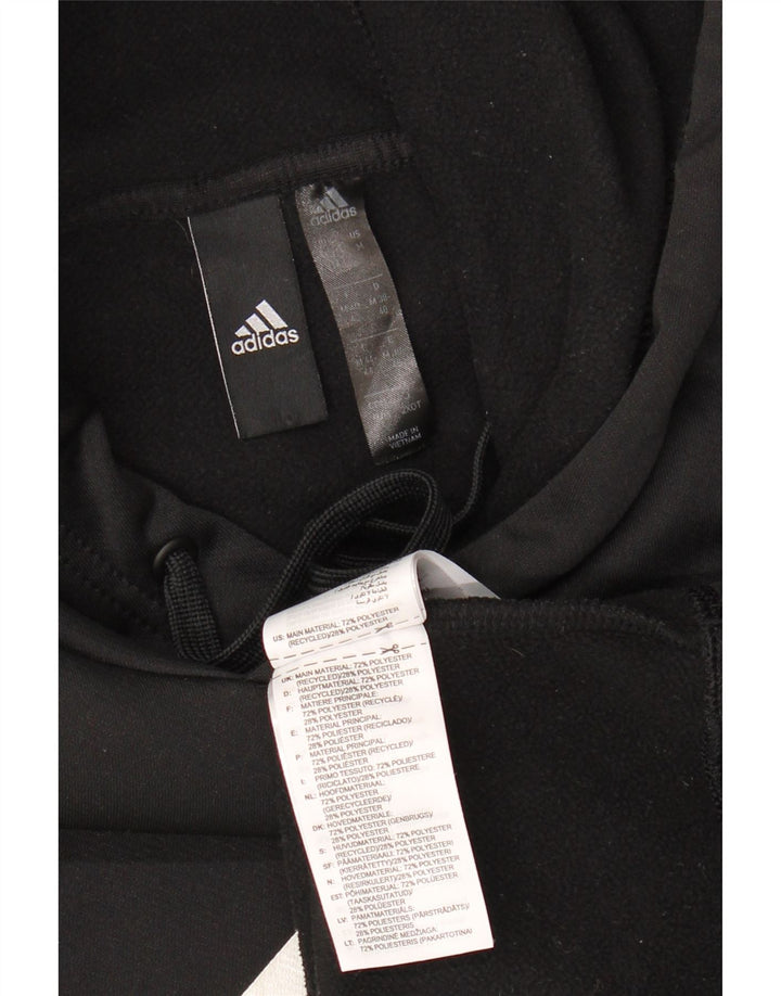 Adidas Womens Graphic Hoodie Jumper UK 12/14 Medium Black Polyester