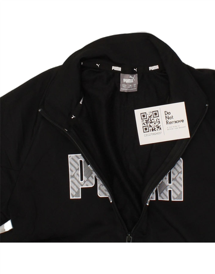 PUMA Boys Graphic Tracksuit Top Jacket 11-12 Years Black Polyester Vintage Puma and Second-Hand Puma from Messina Hembry 