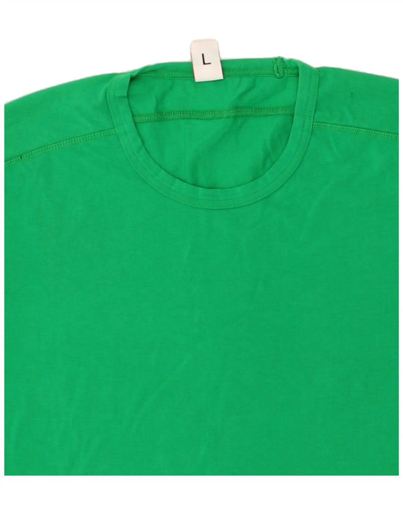 BIKKEMBERGS Womens T-Shirt Top UK 14 Large Green Colourblock Cotton Vintage Bikkembergs and Second-Hand Bikkembergs from Messina Hembry 