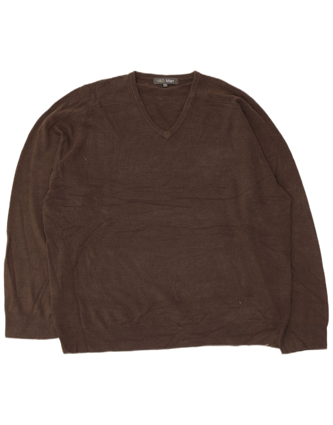 Marks & Spencer Mens V-Neck Jumper Sweater 2XL Grey Acrylic