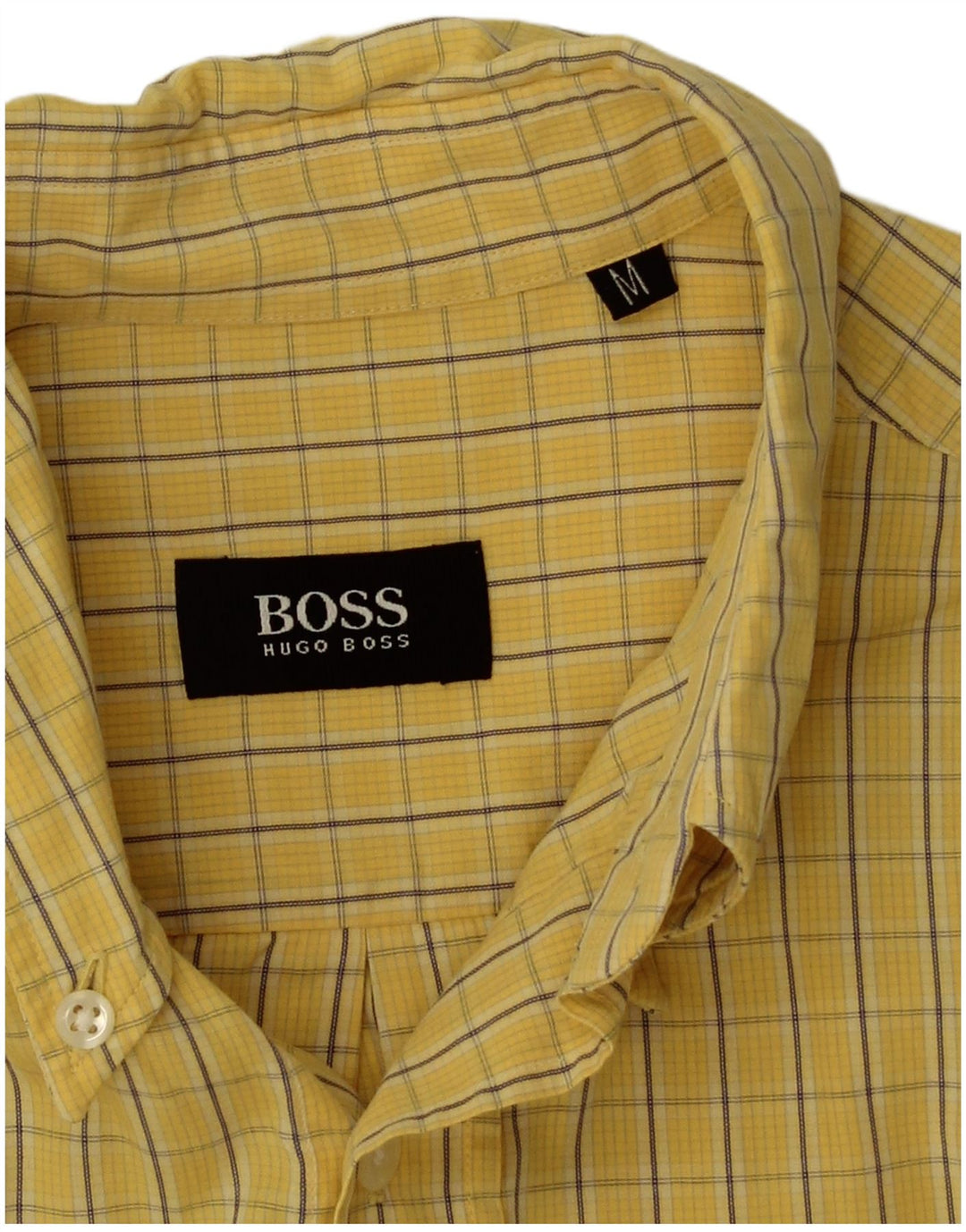 Hugo Boss Mens Shirt Medium Yellow Check