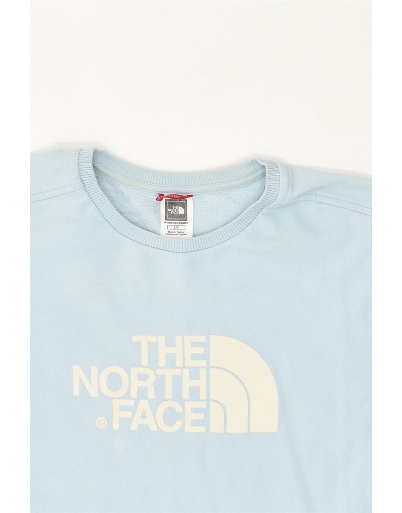 THE NORTH FACE Womens Crop Graphic Sweatshirt Jumper UK 14 Large Blue | Vintage The North Face | Thrift | Second-Hand The North Face | Used Clothing | Messina Hembry 