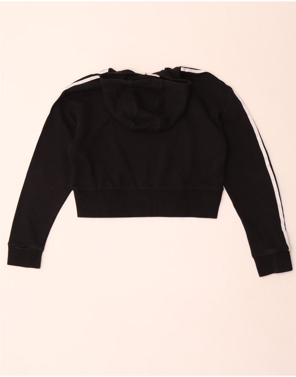 Adidas Girls Graphic Crop Hoodie Jumper 12-13 Years Black Cotton