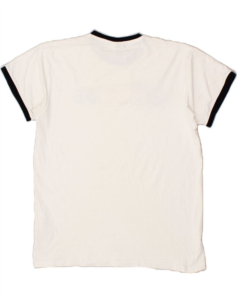 ELLESSE Womens Graphic T-Shirt Top UK 12 Medium White Cotton | Vintage Ellesse | Thrift | Second-Hand Ellesse | Used Clothing | Messina Hembry 