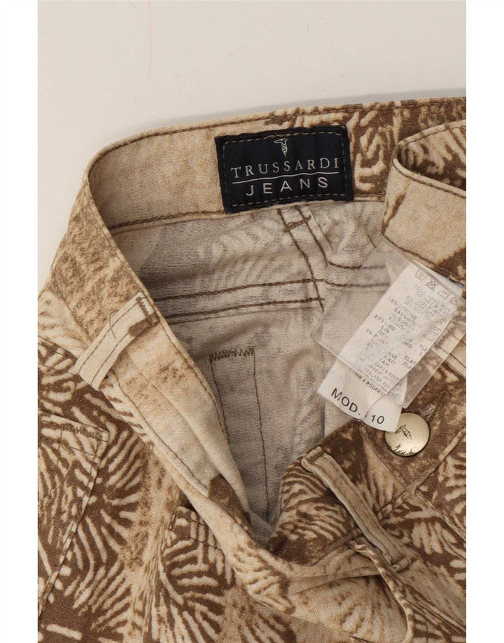 Trussardi Womens Abstract Pattern Straight Casual Trousers W26 L31 Beige