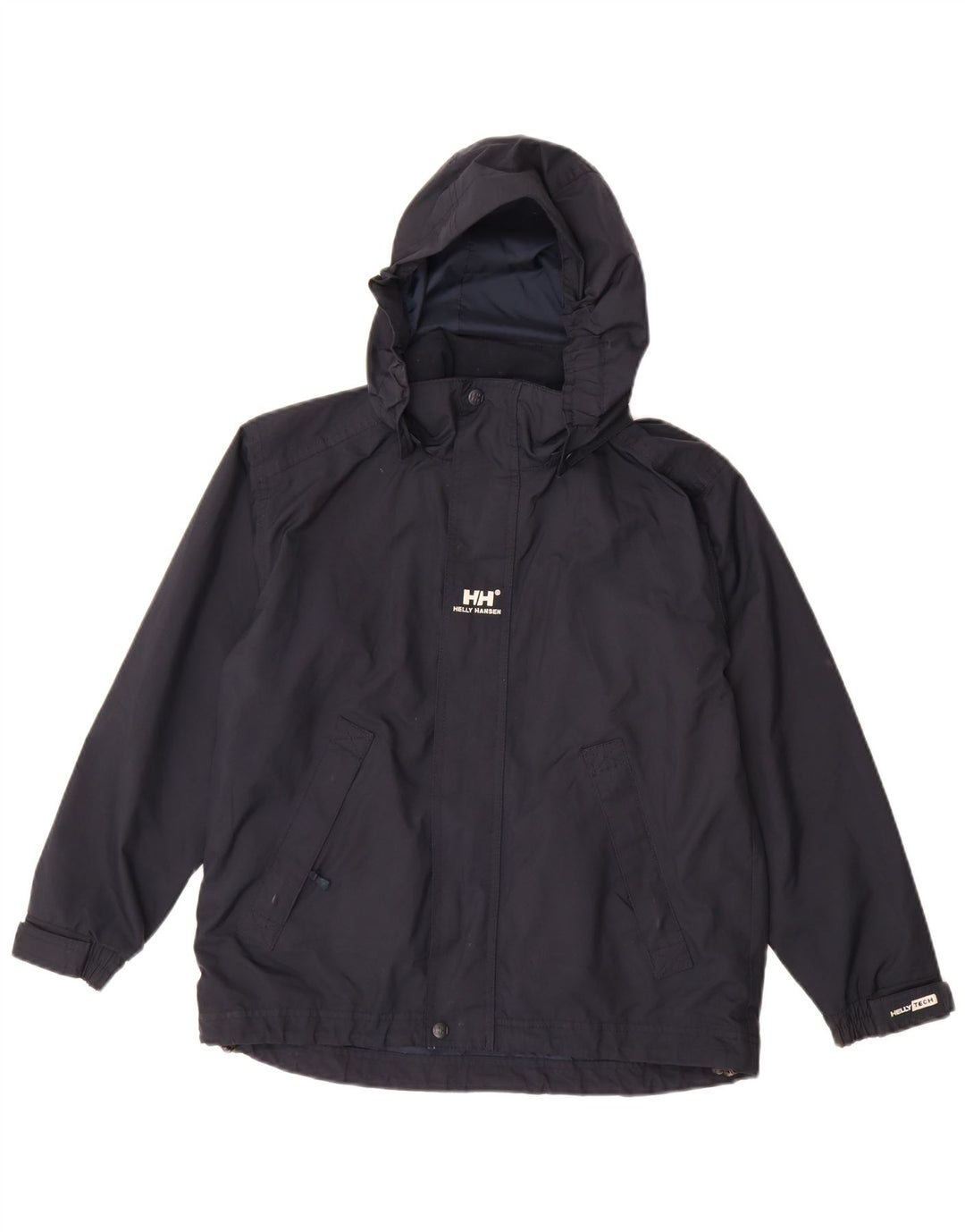 Helly Hansen Boys Hooded Rain Jacket 11-12 Years Navy Blue Polyester