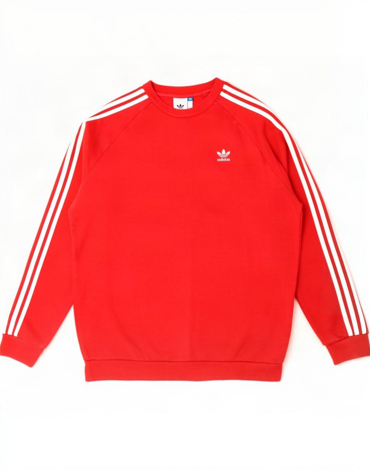 Adidas Mens Sweatshirt Jumper Medium Red Cotton
