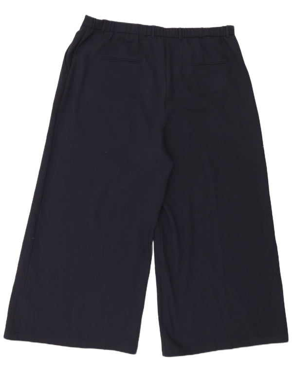 Marks & Spencer Womens Wide Leg Chino Trousers UK 22 3XL W42 L28 Navy Blue