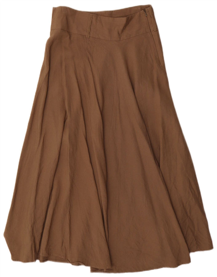 Zara Womens Midi Skirt Medium W28 Brown Linen