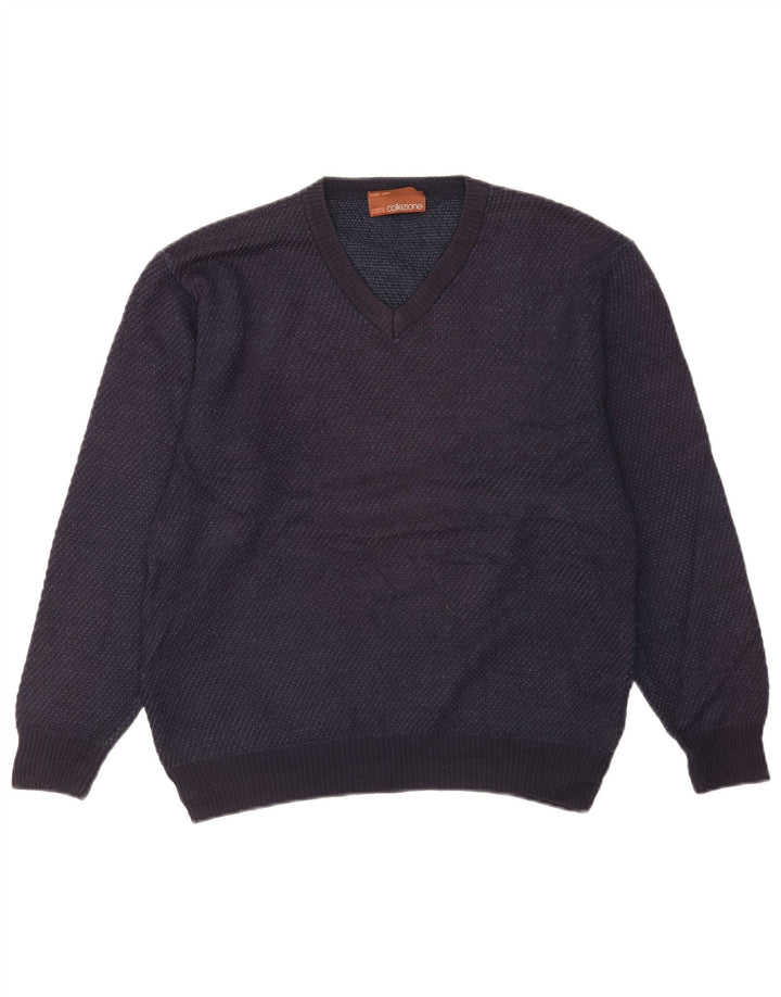 Marks & Spencer Mens V-Neck Jumper Sweater Small Navy Blue
