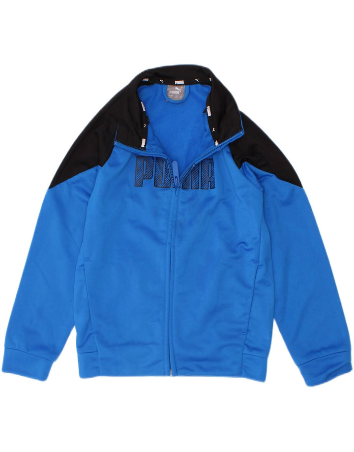 Puma Boys Graphic Tracksuit Top Jacket 5-6 Years Blue Colourblock Polyester