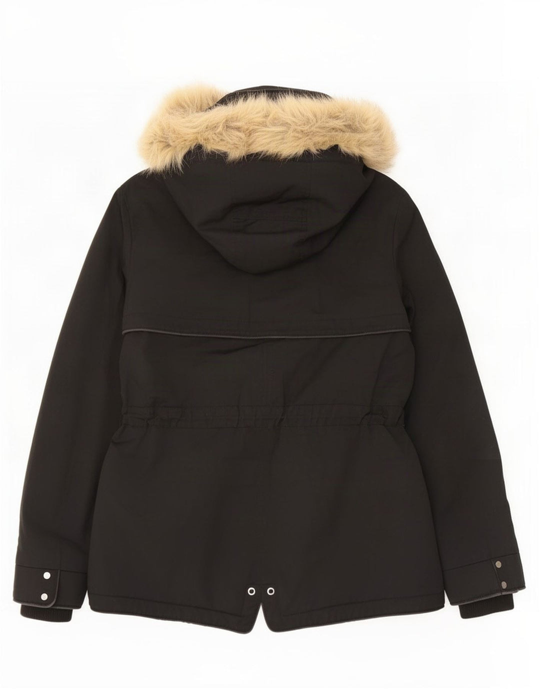 Zara Womens Hooded Parka Jacket UK 6 XS Black Polyester