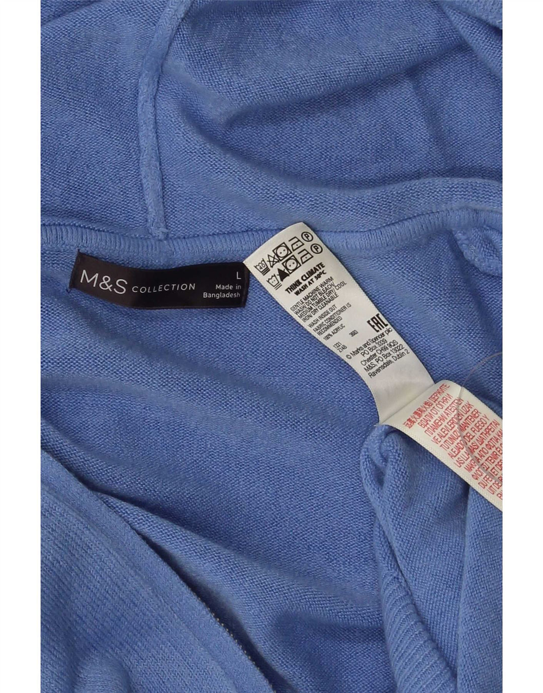Marks & Spencer Mens Hooded Cardigan Sweater Large Blue Acrylic