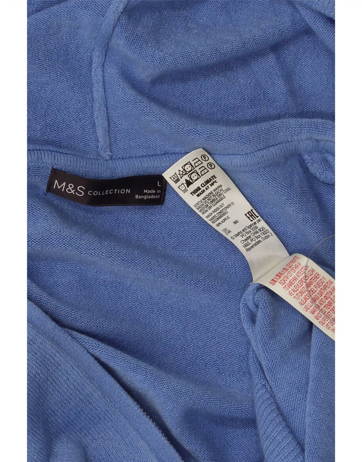 Marks & Spencer Mens Hooded Cardigan Sweater Large Blue Acrylic