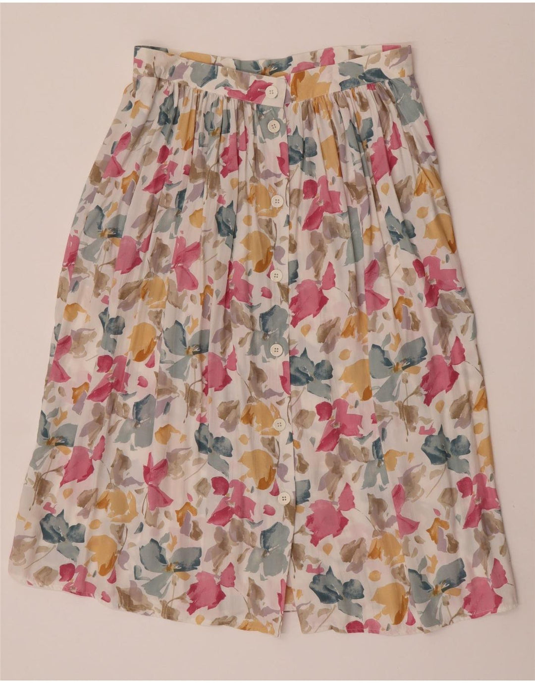 Vintage Womens Flared Skirt IT 44 Medium W31  Multicoloured Floral Viscose