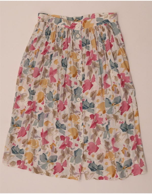 Vintage Womens Flared Skirt IT 44 Medium W31  Multicoloured Floral Viscose