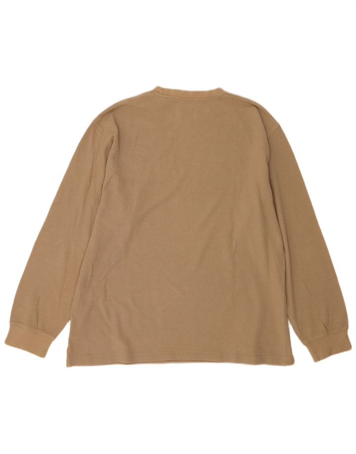 Timberland Mens Top Long Sleeve Large Brown Cotton