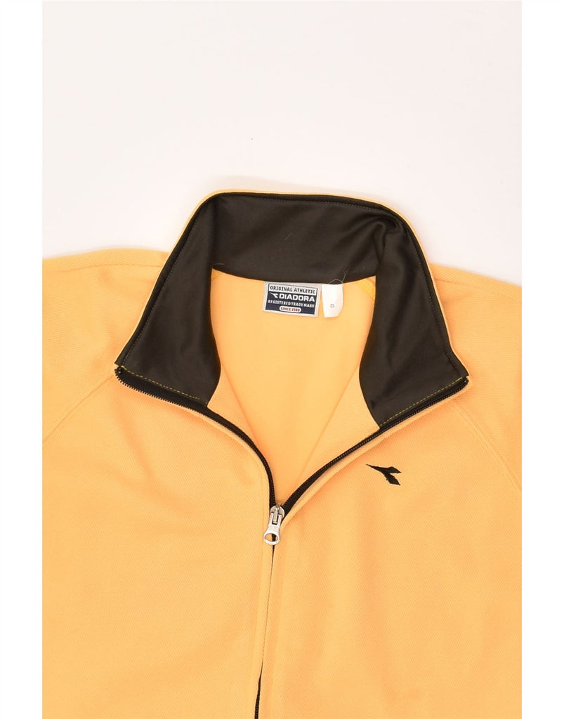 DIADORA Mens Tracksuit Top Jacket Small Yellow Striped Polyester | Vintage Diadora | Thrift | Second-Hand Diadora | Used Clothing | Messina Hembry 