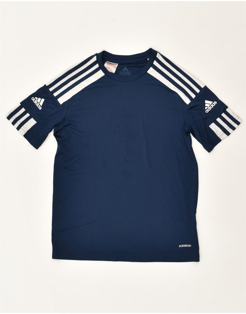 ADIDAS Boys T-Shirt Top 11-12 Years Navy Blue Polyester | Vintage Adidas | Thrift | Second-Hand Adidas | Used Clothing | Messina Hembry 