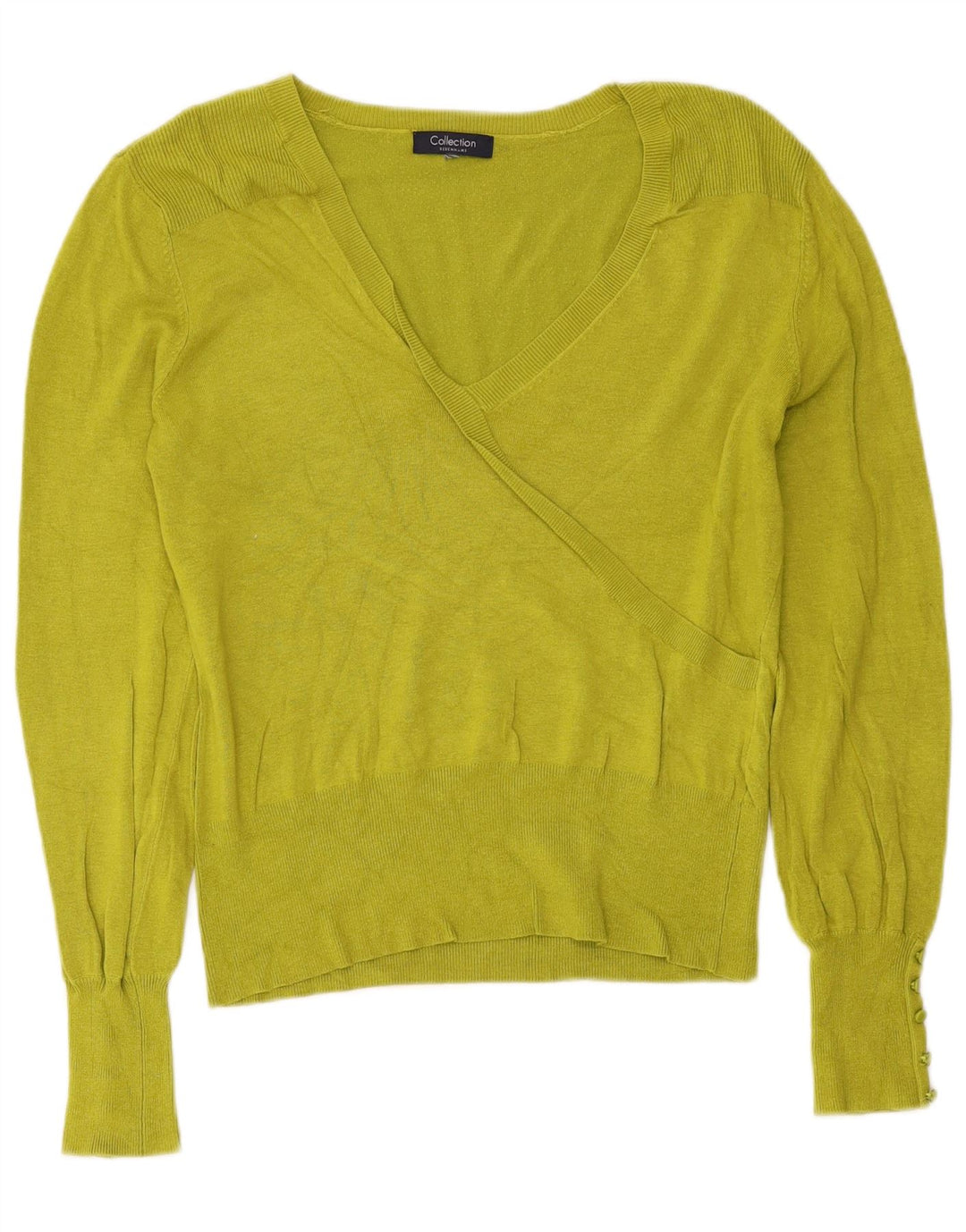 Debenhams Womens V-Neck Jumper Sweater UK 14 Medium Green