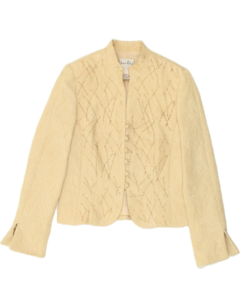 JOSEPH RIBKOFF Womens 5 Button Blazer Jacket UK 10 Small Yellow Geometric | Vintage Joseph Ribkoff | Thrift | Second-Hand Joseph Ribkoff | Used Clothing | Messina Hembry 