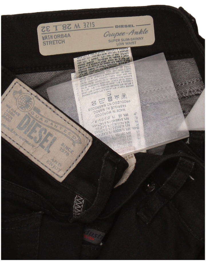 DIESEL Womens Grupee Low Waist Super Slim Skinny Jeans W28 L28 Black