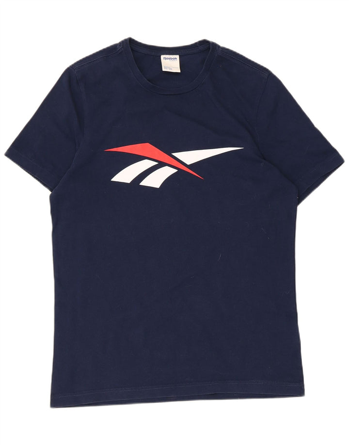 Reebok Mens Graphic T-Shirt Top Medium Navy Blue Cotton