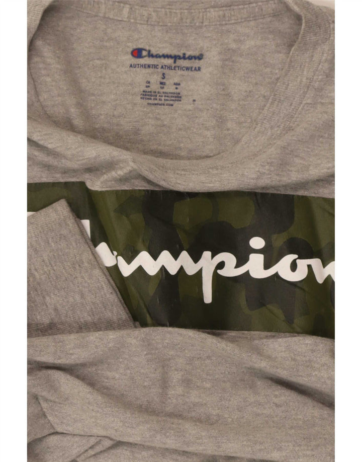 Champion Mens Graphic Top Long Sleeve Small Grey