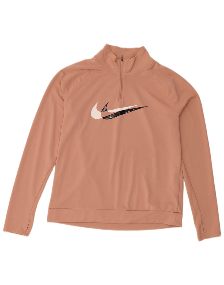 Nike Womens Dri Fit Graphic Pullover Tracksuit Top UK 14 Medium Pink
