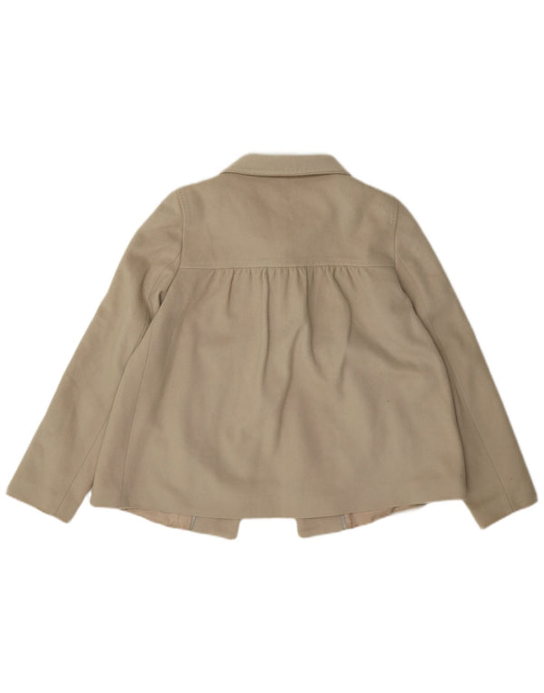 Zara Womens Loose Fit Pea Coat UK 6 XS Beige Wool