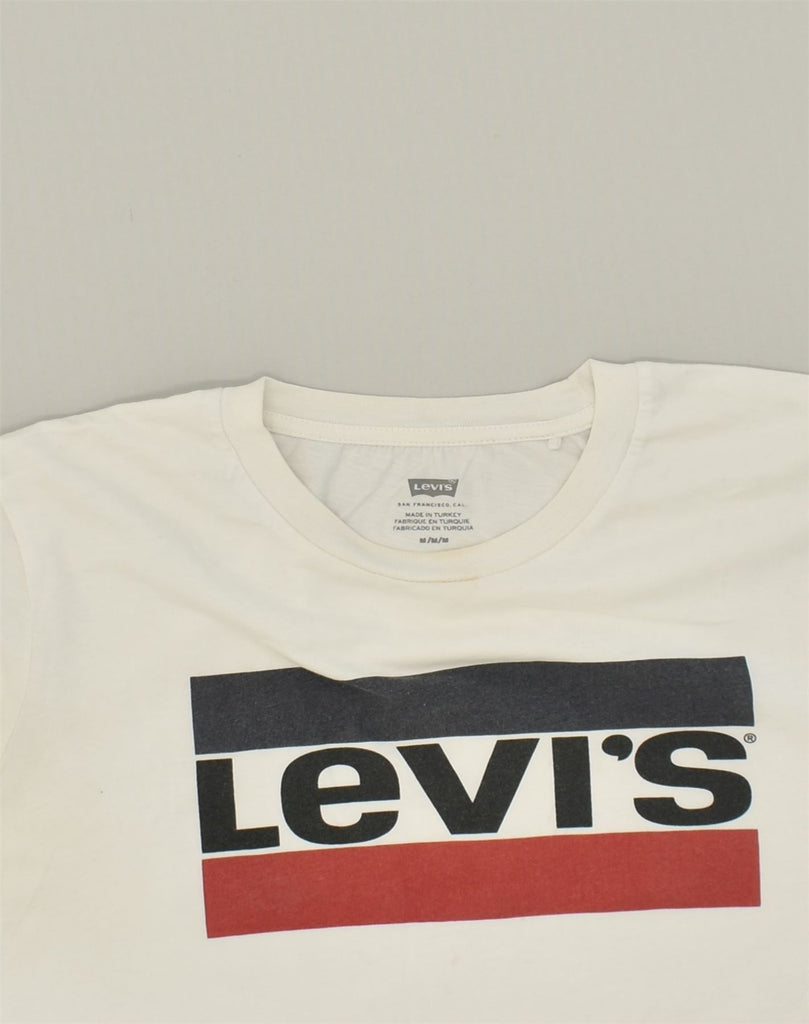 LEVI'S Womens Graphic T-Shirt Top UK  14 Medium White Cotton | Vintage Levi's | Thrift | Second-Hand Levi's | Used Clothing | Messina Hembry 