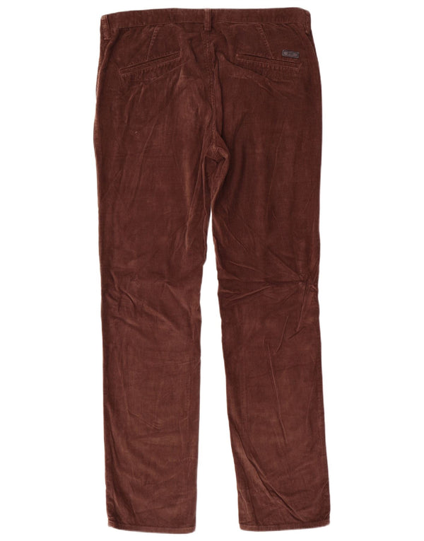 Hugo Boss Mens Straight Corduroy Trousers IT 52 XL W36 L34 Brown Cotton