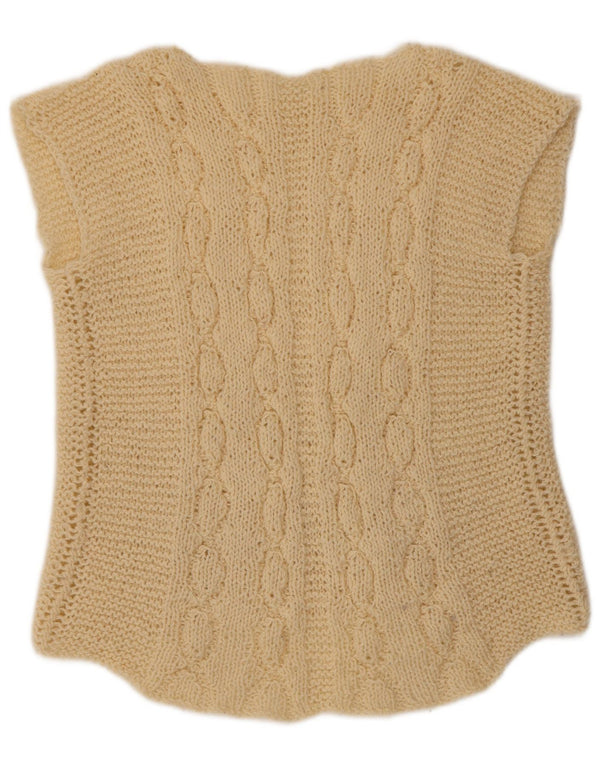 VINTAGE Womens Vest Tank Top UK 12 Medium Beige
