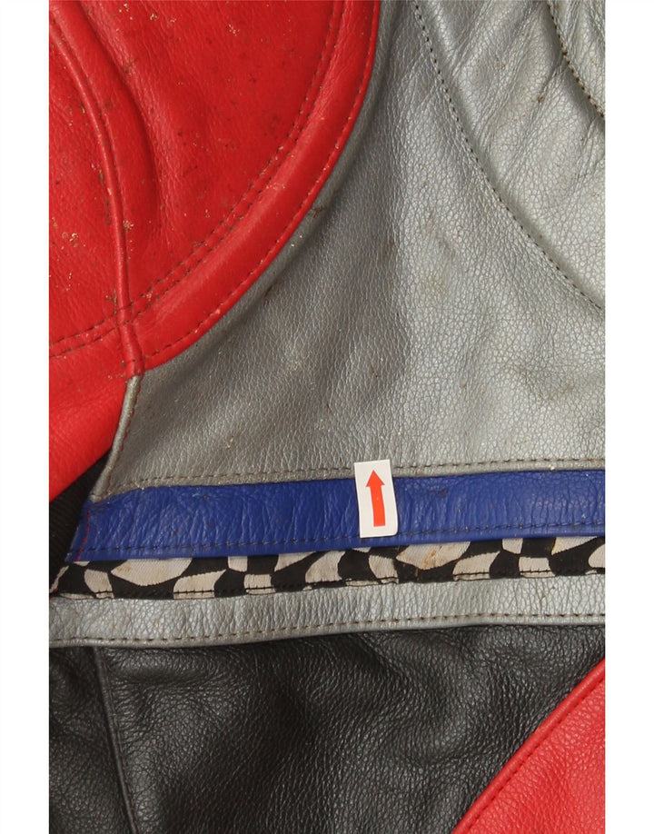 MQP Womens Leather Racer Jacket IT 50 XL Black Colourblock Leather Vintage MQP and Second-Hand MQP from Messina Hembry 