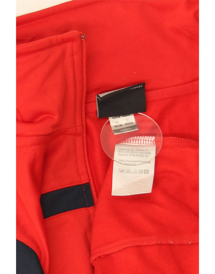 Umbro Mens Tracksuit Top Jacket XL Red Colourblock Polyester