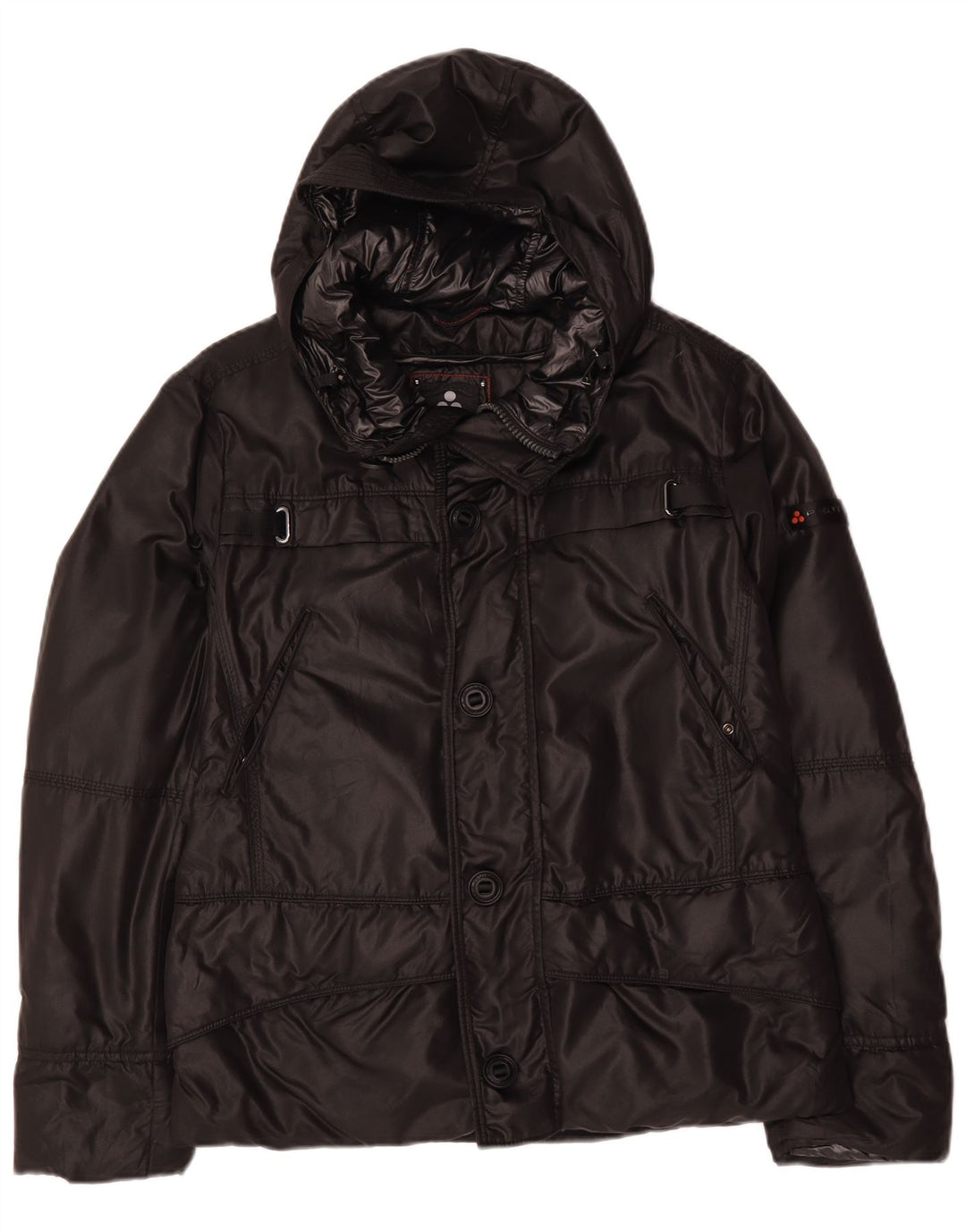 PEUTEREY Mens Hooded Padded Jacket UK 38 Medium Black Polyamide