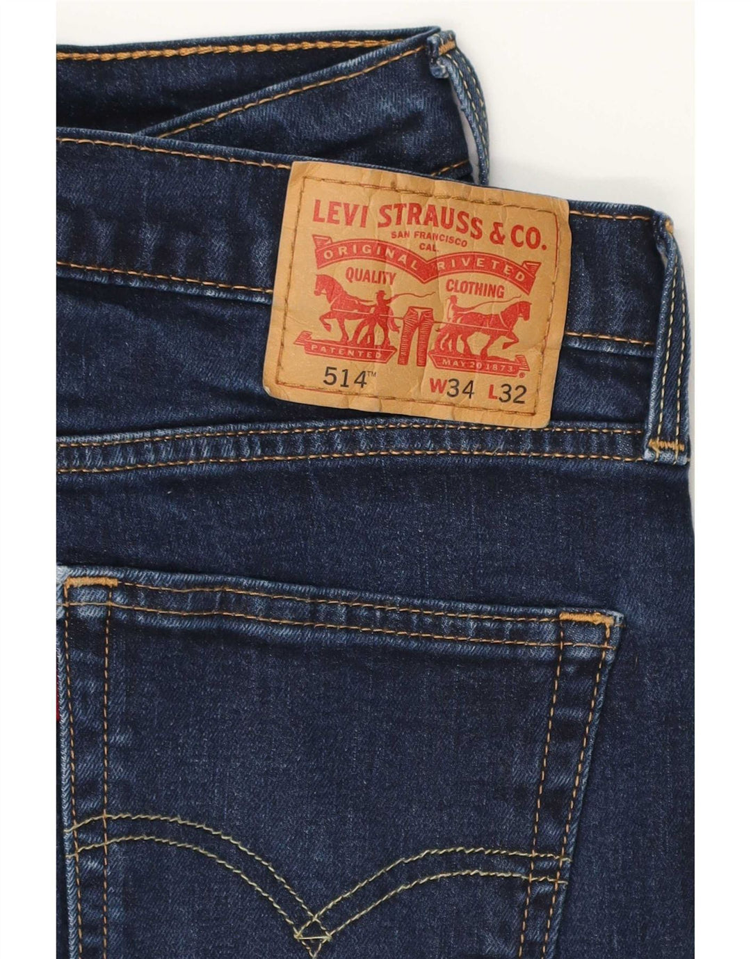 Levi's Mens 514 Straight Jeans W34 L32 Navy Blue Cotton
