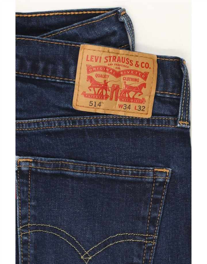 Levi's Mens 514 Straight Jeans W34 L32 Navy Blue Cotton