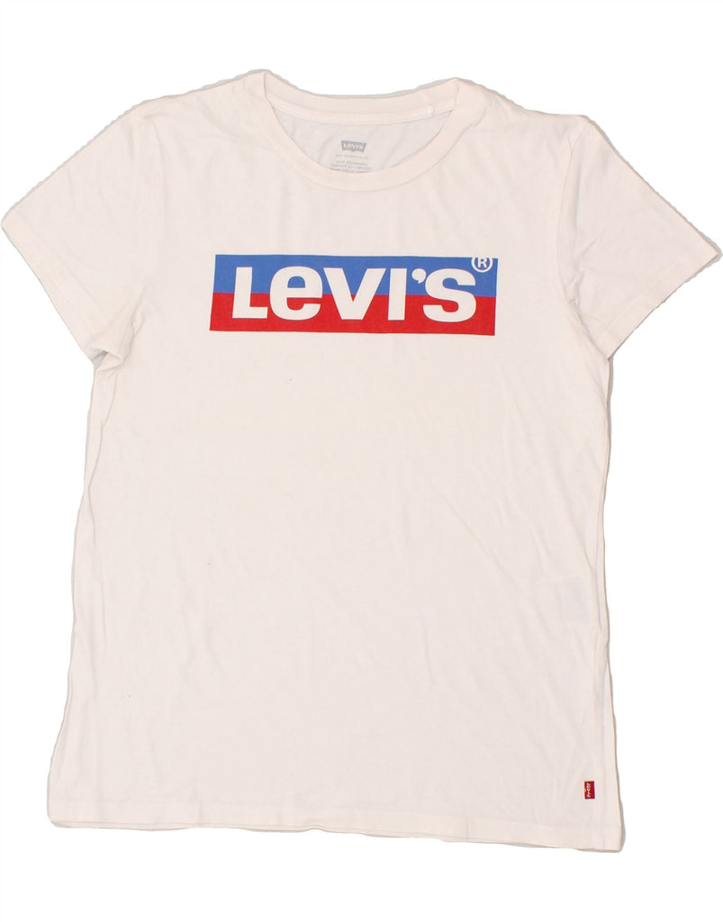 LEVI'S Womens Graphic T-Shirt Top UK 6 XS White | Vintage Levi's | Thrift | Second-Hand Levi's | Used Clothing | Messina Hembry 