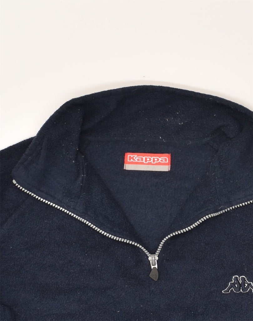 KAPPA Mens Zip Neck Fleece Jumper Medium Navy Blue Polyester | Vintage Kappa | Thrift | Second-Hand Kappa | Used Clothing | Messina Hembry 