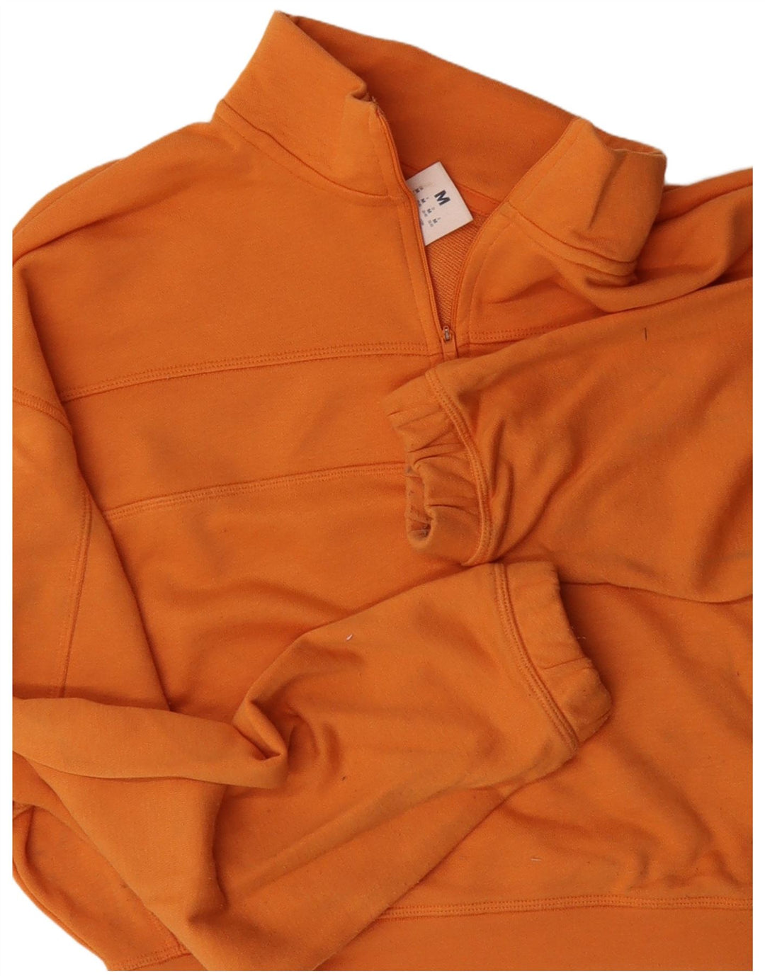 REEBOK Womens Crop Zip Neck Sweatshirt Jumper UK 14 Medium Orange