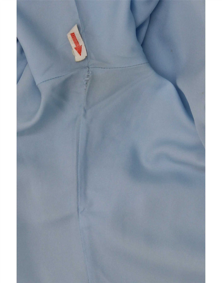 Vintage Womens Short Sleeve Shirt Blouse UK 14 Medium Blue Polyester