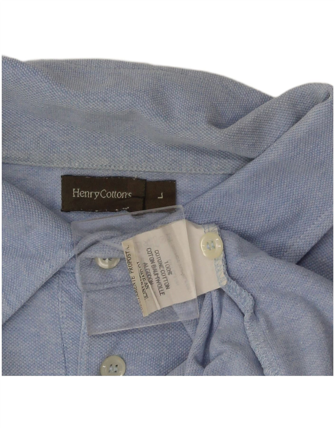 Henry Cottons Mens Polo Shirt Large Blue Cotton